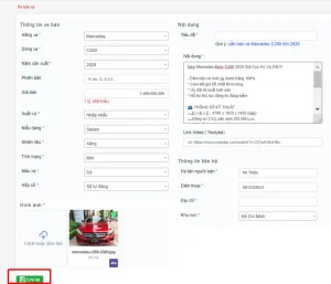 các bước đăng tin bán xe